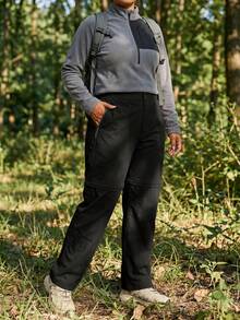 In My Nature Legging Olahraga Kasual Serbaguna untuk Pakaian Sehari-hari, Ukuran Plus Wanita, Warna Polos - Hitam - View 7