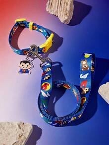 SUPERMAN X PETSIN SUPERBABY 1pc Logo Printed Dog Collar, Durable Webbing Material With Secure Buckle Design, Adjustable Comfortable Pet Collar For Small And Medium Dogs, Suitable For Daily Walking, Training And Outdoor Use - Multicolor - View 6