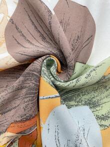 SHEIN VCAY 大尺碼度假蝙蝠袖短袖襯衫洋裝，繫腰設計，白色夏日波希米亞風海灘度假風 - 彩色 - 查看 9