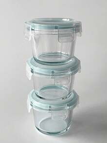 3pcs - Thickened Glass Food Storage Jars With Airtight Lids, Food Storage Jar Set - Perfect For Picnics, Food Preparation, Refrigerator Storage, Also Suitable For Food Storage, High-Temperature Microwave Ovens And Freezers, Mini, Portable, Cute And Durable Design. - Multicolor - View 11