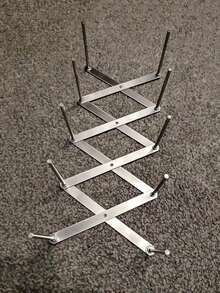 1pc Kitchen Stainless Steel Pan Shelf Side Pot Lid Rack Telescopic Folding Storage Rack Row Skeleton Grill - Silver - View 11
