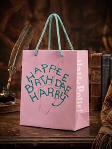 HARRY POTTER X POKOJA LAND 1 buah Tas Kado Kertas dengan Pegangan dan Motif Ajaib, Bahan Kertas, Bahan Kertas Kokoh, Kemasan Kado Liburan, Untuk Perayaan Liburan - A-merah muda - View 1