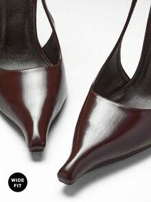 SHUZIA Women's Wide-Fit Pointed Toe, Elegant Fashionable Sling Back Wedge Heels - Coffee Brown - View 7