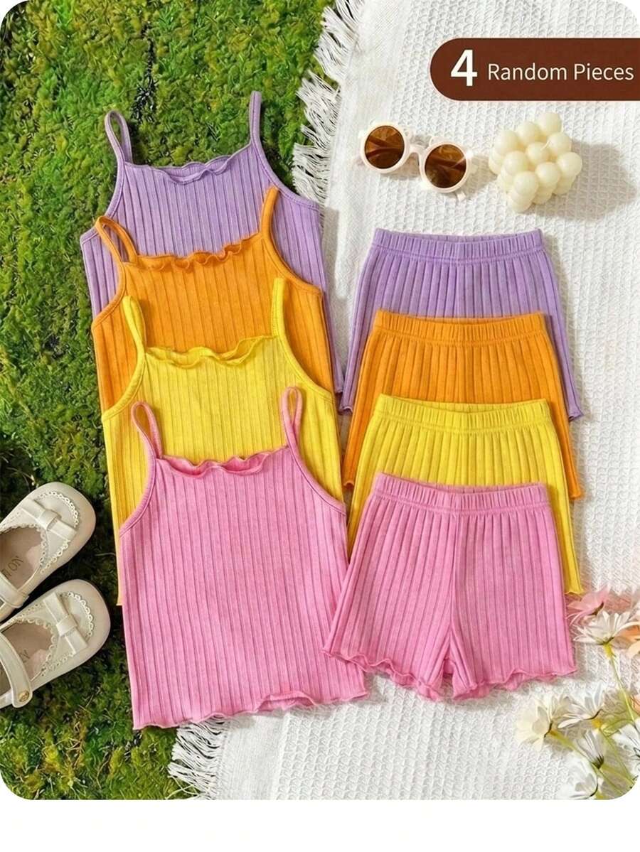 [4 Potongan Acak] Kaos Camisole Musim Panas untuk Bayi Perempuan, Cocok untuk Musim Semi dan Musim Panas. - Mauve Purple - View 1