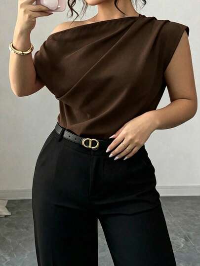 Elenzga Camisa de mujer de talla grande, elegante, estilo minimalista casual para ir al trabajo y vacaciones, versátil y cómoda, tela de moda, primavera, verano y otoño, best-seller