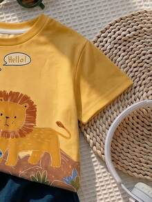 SHEIN LMoss Kids Baby Boy Casual Minimalist Short Sleeve Top Suitable For Spring And Summer - Multicolor - View 6