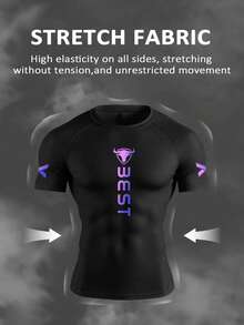 Gym Rark Men's Letter Print T-Shirt And Shorts Sports Set - Black - View 3