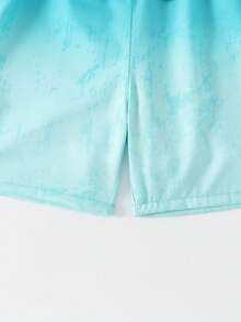 SHEIN Tween Boy Gradient Print Beach Shorts - Mint Blue - View 5