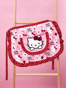 HELLO KITTY AND FRIENDS | SHEIN 1件可愛設計廚房圍裙 烘焙圍裙 荷葉邊蝴蝶結裝飾 可愛圍裙 S與M兩種尺寸 親子圍裙 - 彩色 - 查看 5