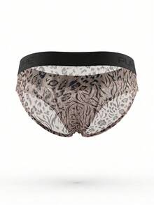 DrisQ DrisQ 1pc Men's Mesh Leopard Print Triangle Briefs Cosplay Red And Black Autumn Sexy - Coffee Brown - View 4