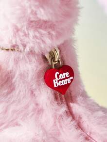 SHEIN X Care Bears 可愛 3D 耳朵刺繡毛絨熊手提包，柔軟觸感，大容量，適合日常通勤與休閒外出 - 淺粉 - 查看 4