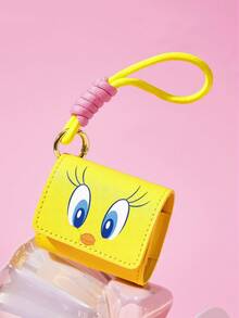 LOONEY TUNES X SHEIN Cute Cartoon Bird PU Leather Earbud Case With Lanyard, Portable Wireless Headphone Protective Pouch For Multiple Bluetooth Earphones, Great For Daily Carry Travel - Yellow - View 2