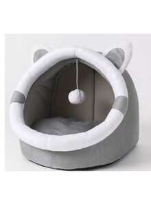 1pc Cute Soft Cat Bed House Comfortable Breathable Sleeping Basket All Year Round Suitable For Small Medium Large Cats Supplies - grey - View 9