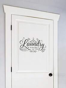 1PC Laundry Theme Alphabet Wall Stickers Self Adhesive Removable Waterproof Vinyl Decals Hanger Line Art Simple Style For Bathroom Laundry Room Wall Decor Home Decoration - multicolor - View 2