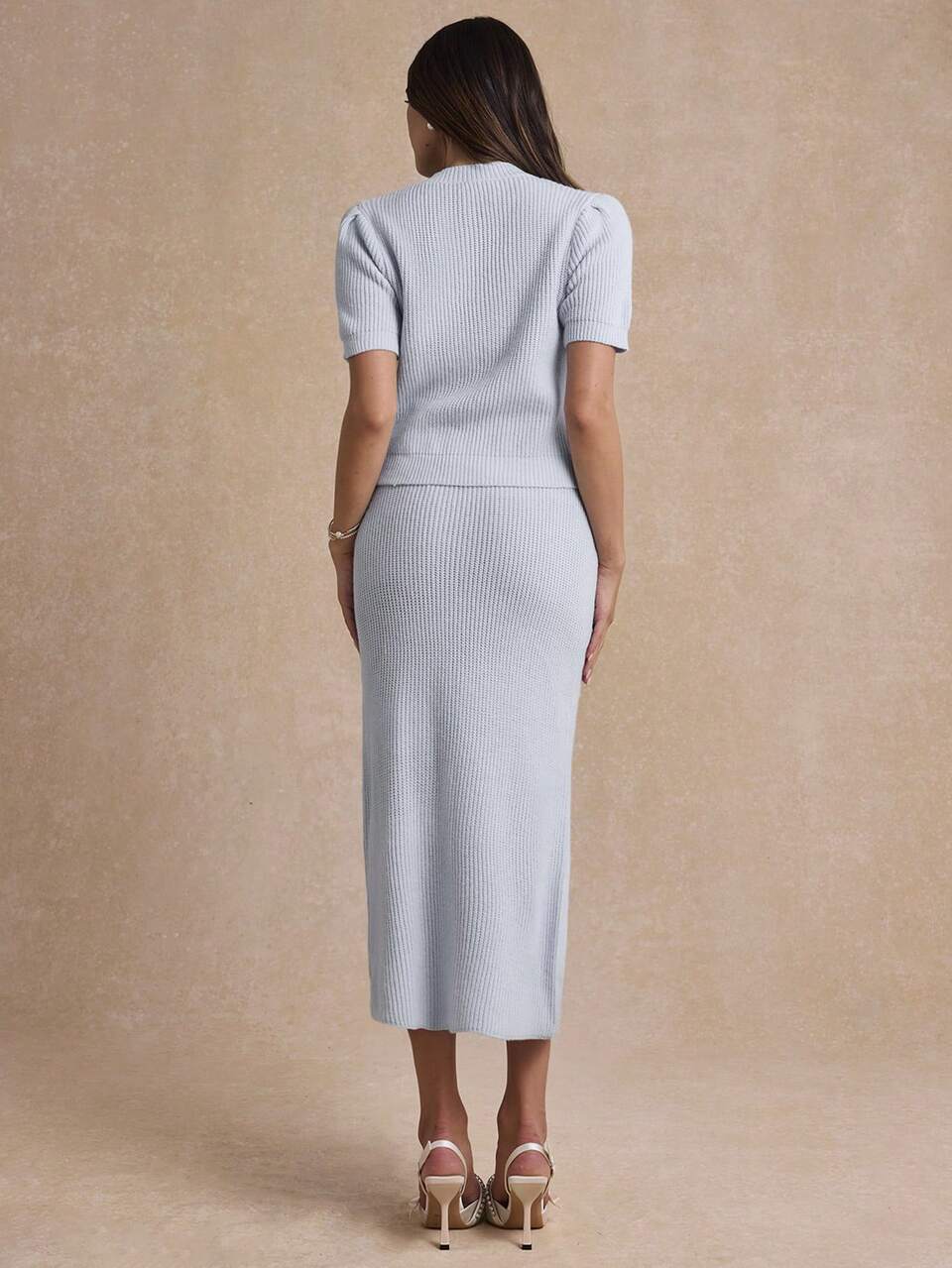 Enchnt Premium Autumn Romantic Women's Elegant Baby Blue 2pcs/Set Top Long Skirt,Back To School,Casual Sets,Work Brunch Everyday Outfits,Daily Dress