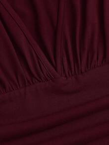 Sweetra New Backless Top And High-Waist Straight-Leg Pants 2 Pieces Set, Suitable For Commuting And Streetwear - Burgundy - View 5