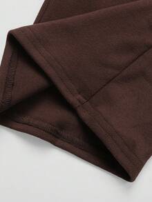 SHEIN Conjunto de chaqueta y pantalones de unicolor casual para niña preadolescente - Marrón - Ver 7