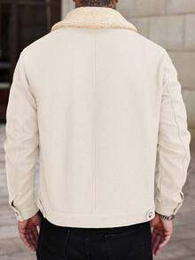 Manfinity LEGND Chaqueta de lana de unicolor casual versátil para uso diario para hombres - Albaricoque - Ver 2