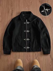 SWAVVY Chaqueta casual versátil para hombre para otoño - Negro - Ver 5