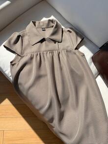 Comfortcana Women's Plaid Cap Sleeve Button Design Casual Mini Dress,Dresses For Women Summer - Mocha Brown - View 8