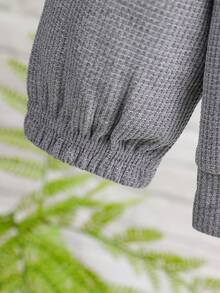 SHEIN 2pcs/Set Boys Spring/Autumn Gray Casual Letter Print Crew Neck Long Sleeve Top & Jogger Pants Set, Loose Fit, Comfortable, Suitable For Daily Wear, School Activities, Outdoor Play, Family Gatherings, Photo Shoots - Grey - View 6