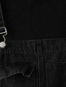 EMERY ROSE EMERY ROSE 大尺碼女款休閒日常穿著口袋牛仔吊褲褲 教師風格女裝 - 黑色 - 查看 3