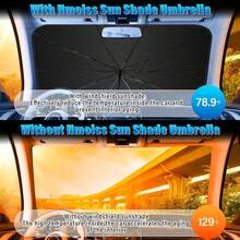 Pack Of 1 – Manual Folding Car Sunshade | UV Protection For Car Windows – Business Gift, Practical Summer Car Accessory | Effectively Blocks Direct Sunlight And Reduces The Temperature Inside The Car. Folds Away Neatly And Is Easy To Store - Black - View 6