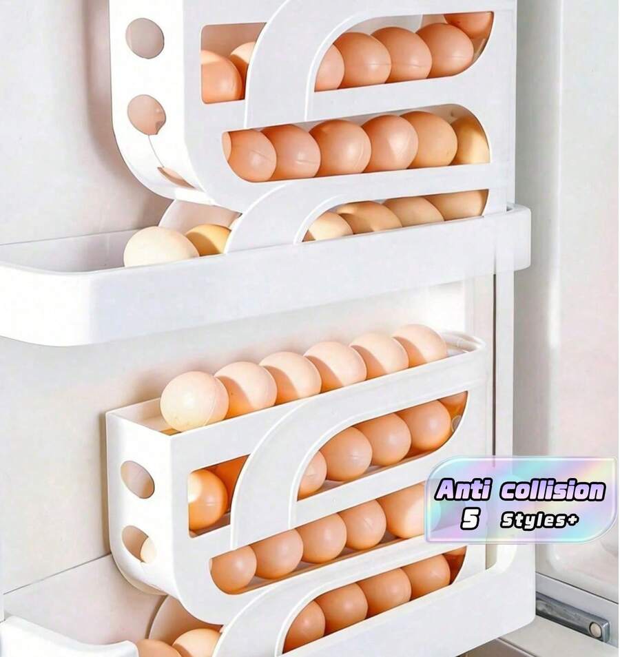 New Automatic Rolling Drawer Refrigerator Side Door Egg Storage Box Multifunctional Refrigerator Preservation Container - Multicolor - View 1