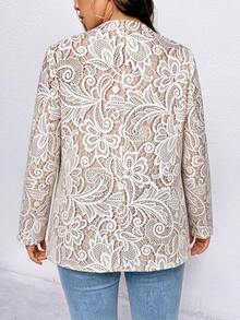 EMERY ROSE Plus Size Women's Casual Daily Commute Style Printed Pattern Jacket 2026 - Multicolor - View 2