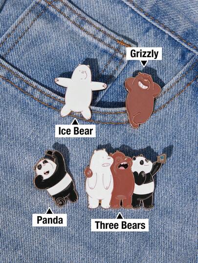 We Bare Bears X Joivida Fashionable And Cute Cartoon Zinc Alloy Brooch Sets, Ideal As Gifts, Collectibles And Souvenirs