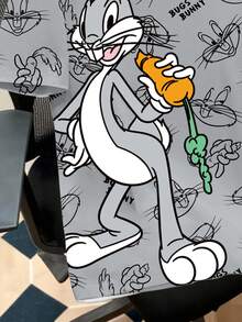 LOONEY TUNES X SHEIN Manfinity Joysei 男士時尚可愛卡通圖案印花圓領短袖T恤 - 灰色 - 查看 3