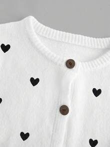 SHEIN BASICS 女款開襟衫，四季百搭，優雅休閒時尚，小愛心圖案 - 彩色 - 查看 7