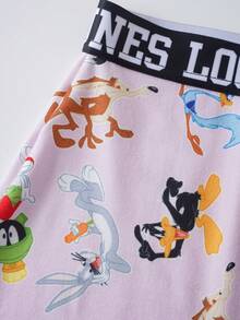 LOONEY TUNES X SHEIN 女款字母印花背心內衣套裝 - 粉色 - 查看 7
