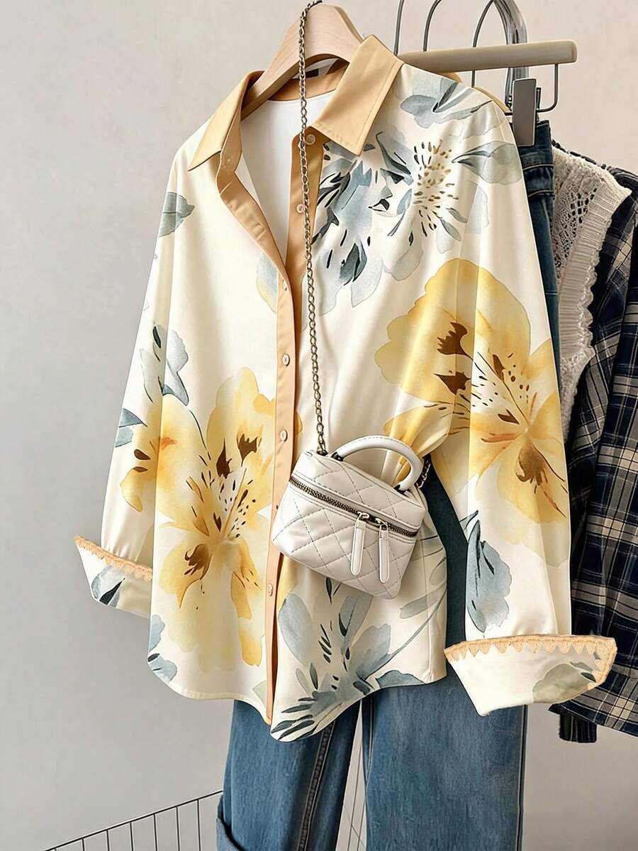 Trelyra 女款花卉印花休閒百搭日常穿著上衣 - 彩色 - 查看 1