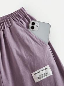 SHEIN طقم ملابس كاجوال محبوك من قطعتين للفتيات المراهقات باللون الوردي والبنفسجي، ناعم ومريح، متعدد الاستخدامات للارتداء اليومي - وردي - مشاهدة 4