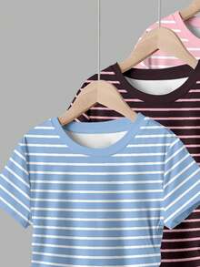 3PCS Tween Girls T-Shirts - Multicolor - View 3