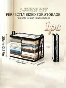 4-Piece Set Of Transparent Storage Bags With Black Trim, Featuring Dual Handles For Easy Portability And Packing; Dust-Proof And Moisture-Resistant Organization Bags With Large Capacity, Durability, And Foldable Design For Convenient Storage - Clear - View 3