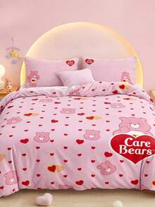 SHEIN X Care Bears Set Selimut Motif Kartun Animasi 3 Buah, Bahan Halus, Lembut dan Hangat, Berbagai Ukuran, Cocok untuk Ranjang Single/Ranjang Double/Ranjang Queen/Ranjang King, Dapat Dicuci dengan Mesin - Warna warni 1 - View 4