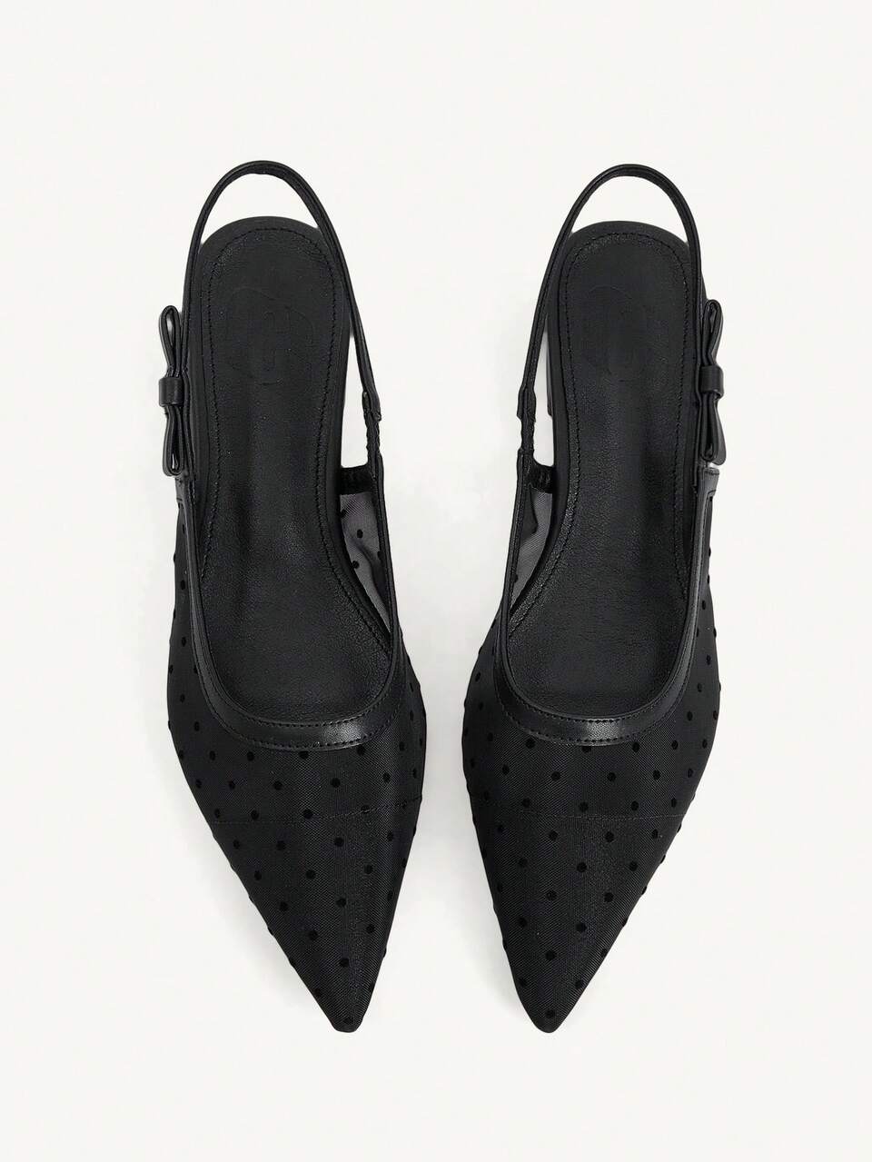 CUCCOO CHICEST Women's Shoes Breathable Mesh Polka Dot Printing Rear Strap Low Vamp Foot Wrap Design Pointed Toe Square Thick Heel Low Heel French Gentle Style Fall Shoes