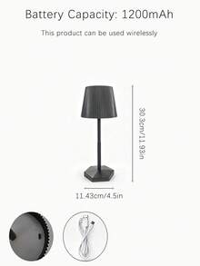 Modern Pleated Shade Table Lamp, Rechargeable Black Bedside Lamp, Minimalist Decorative Night Lamp For Living Room Bedroom Home Decor - Multicolor - View 7
