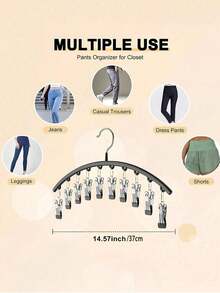 1pc Clothes Hanger, Rotatable Hanging Rack, Space-Saving Curved Hanger For Yoga Pants And Leggings - Closet Organizer With 10 Clips, Pants Socks Hanger For Clothes Shops Valentine DAY, Valentines Wedding, Birthday - Multicolor - View 6