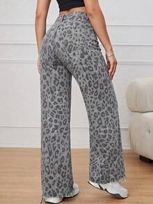 SHEIN ICON 女款豹紋休閒百搭日常穿著牛仔褲 - 彩色 - 查看 2