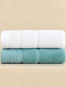 2 Pieces Premium Towel Set, Woven Plaid Pattern, Modern Style, Super Absorbent And Soft, Suitable For Bathroom Use, Space Theme, Machine Washable - 13.38*29.52 Inches - Multicolor - View 10
