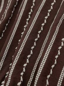 SHEIN Holidaya Gaun Kasual Bergaris Cokelat Gaya Boho Elegan untuk Liburan Musim Panas - Coklat - View 7