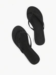Grefit Black Riveted Flip-Flops, Bold And Avant-Garde, Suitable For Holiday Style, Spring Street Wear Or Relaxed Summer Guest Styling - Black hhhh - View 3