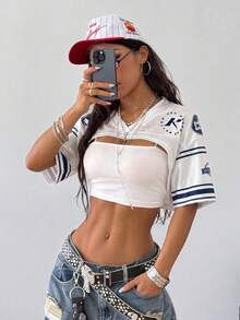 Coolane 女款字母印花休閒百搭日常穿著上衣 - 白色 - 查看 4