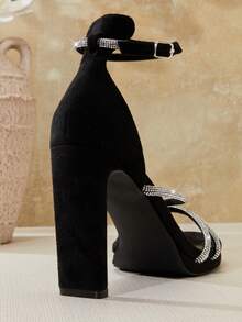 SHUZIA Women's Dressy Ankle Strap High Heel Sandals For Christmas Valentine's Day - Black - View 6