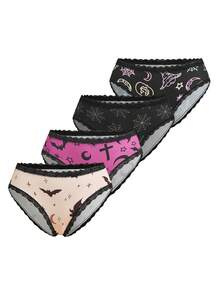 AltBold Set 4 pcs Celana Dalam Wanita Seksi Motif Grafis Y2K Model Segitiga - MultiWarna - View 6