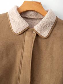 GlowEve Vintage Fashion Comfortable Suede Fleece Jacket Fur One-Piece Short Commute Versatile Outdoor French Street Style Women's Jacket - Khaki - View 3