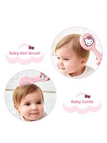 HELLO KITTY AND FRIENDS | SHEIN 2 Pcs Soft  Blue Hair Brush And Comb Set Baby's Soft Spot Protected,Cute Cartoon - Multicolor - View 2